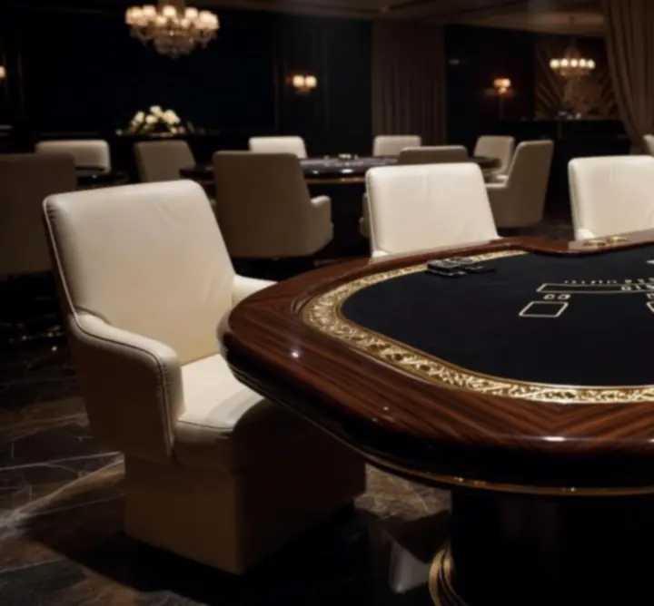 Ekspozycja luksusowych stołów do blackjacka w eleganckiej aranżacji