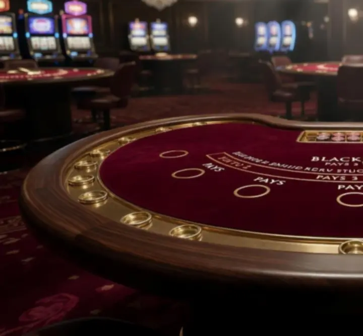 Ekskluzywny stół do blackjacka w luksusowej aranżacji klubu